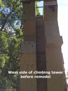 Camp Crosley Climbing Wall before the redo