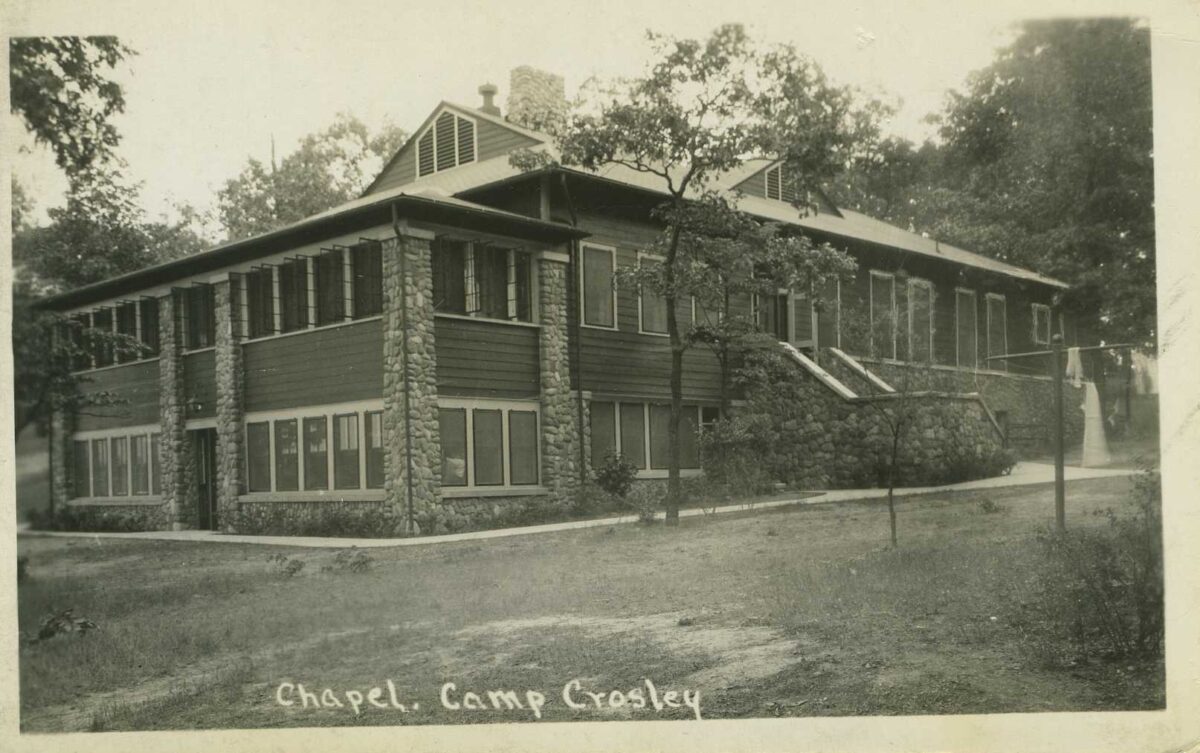 An old photo of Camp Crosley's chapel.