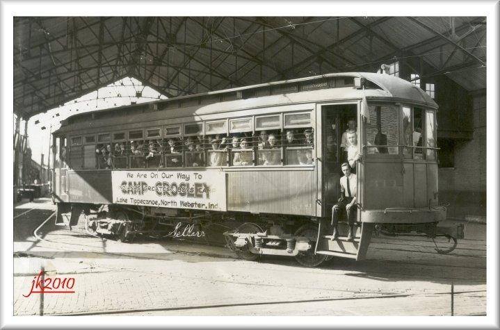 Old photo of the Camp Crosley Trolley.