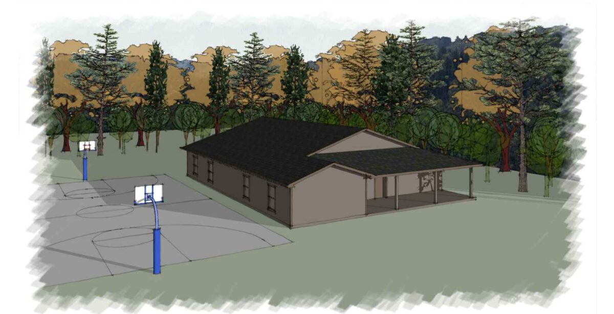 A drawing of the planned Lakeside Cabin renovation.